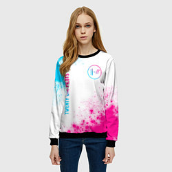 Свитшот женский Twenty One Pilots neon gradient style: надпись, си, цвет: 3D-черный — фото 2