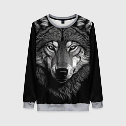 Свитшот женский Спокойный уверенный волк, цвет: 3D-меланж