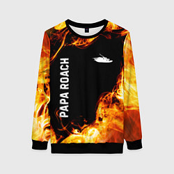 Женский свитшот Papa Roach и пылающий огонь