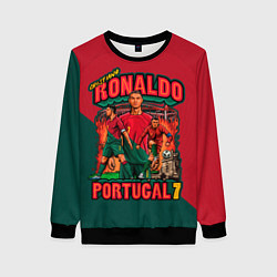Свитшот женский Криштиану Роналду сборная Португалии 7, цвет: 3D-черный