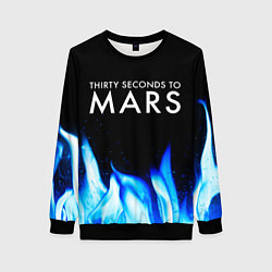 Свитшот женский Thirty Seconds to Mars blue fire, цвет: 3D-черный