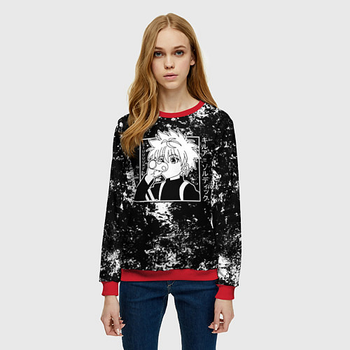 Женский свитшот Киллуа из аниме Hunter x hunter / 3D-Красный – фото 3