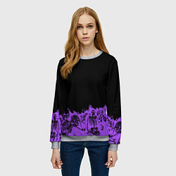 Свитшот женский Скелеты в неоновом огне, цвет: 3D-меланж — фото 2