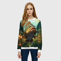 Свитшот женский Карп в озере, цвет: 3D-белый — фото 2
