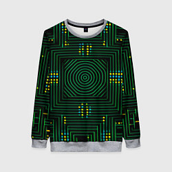 Свитшот женский Зелёная электросхема, цвет: 3D-меланж