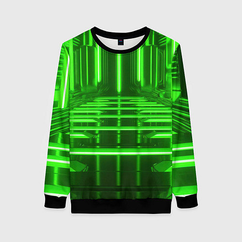Женский свитшот Зеленые световые объекты / 3D-Черный – фото 1
