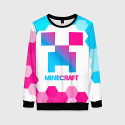 Свитшот женский Minecraft neon gradient style, цвет: 3D-черный