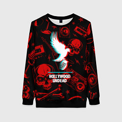 Свитшот женский Hollywood Undead rock glitch, цвет: 3D-черный