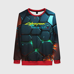 Свитшот женский Cyberpunk 2077 phantom liberty logo, цвет: 3D-красный