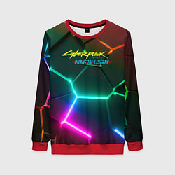 Свитшот женский Cyberpunk 2077 phantom liberty logo neon, цвет: 3D-красный