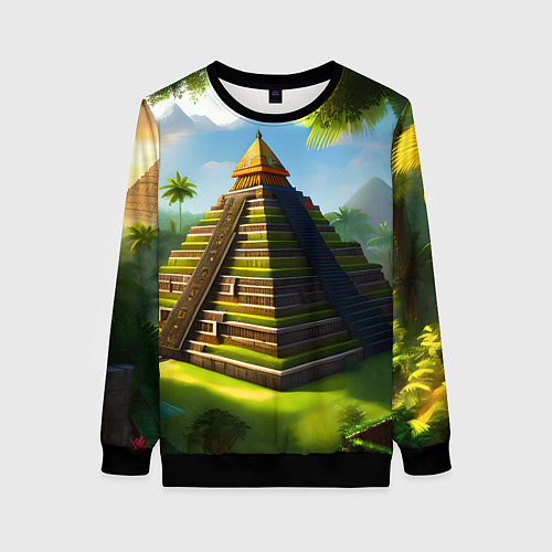 Женский свитшот Пирамида индейцев майя / 3D-Черный – фото 1