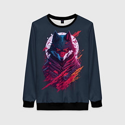 Свитшот женский Лис ниндзя от нейросети, цвет: 3D-черный