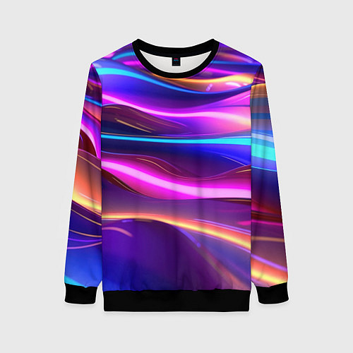 Женский свитшот Неоновые волны / 3D-Черный – фото 1