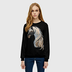 Свитшот женский Вышивка Лошадь, цвет: 3D-черный — фото 2