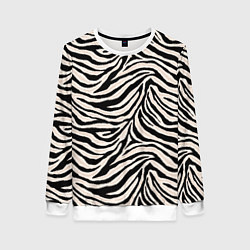 Свитшот женский Полосатая шкура зебры, белого тигра, цвет: 3D-белый