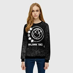 Свитшот женский Blink 182 с потертостями на темном фоне, цвет: 3D-черный — фото 2