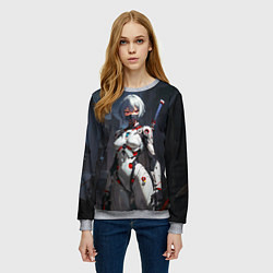 Свитшот женский Аянами Рей с мечом - Евангелион, цвет: 3D-меланж — фото 2