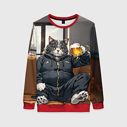 Женский свитшот Толстый кот со стаканом пива