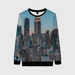 Свитшот женский Утренний город с небоскребами, цвет: 3D-черный