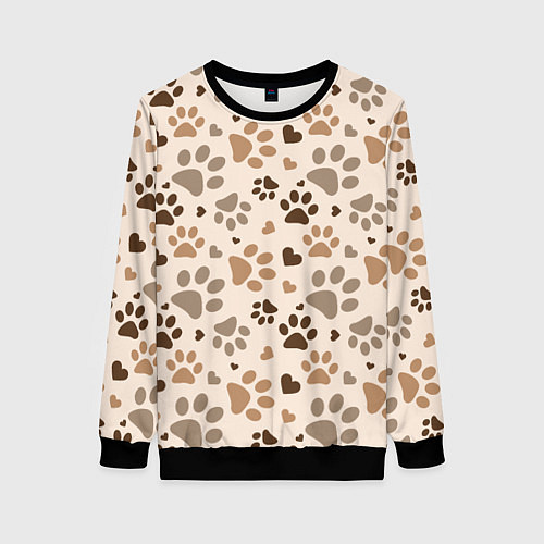 Женский свитшот Следы питомцев / 3D-Черный – фото 1