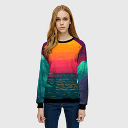 Свитшот женский Синтовый закат, цвет: 3D-черный — фото 2