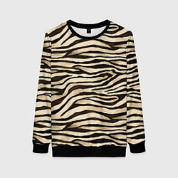 Свитшот женский Шкура зебры и белого тигра, цвет: 3D-черный