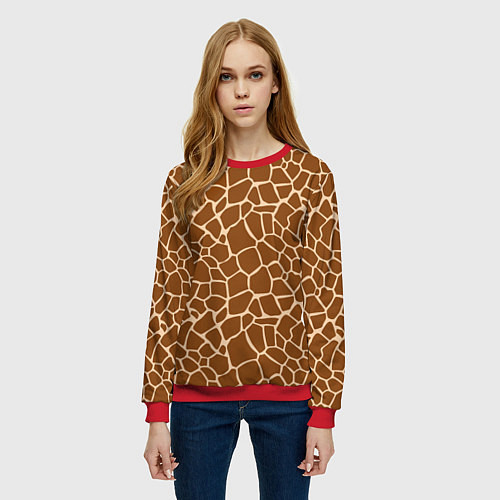 Женский свитшот Пятнистая шкура жирафа / 3D-Красный – фото 3