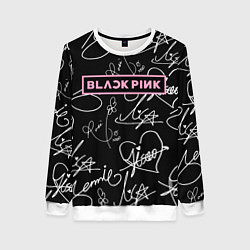 Свитшот женский Blackpink - автографы, цвет: 3D-белый