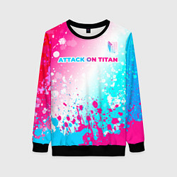 Женский свитшот Attack on Titan neon gradient style: символ сверху