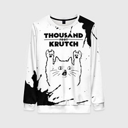 Свитшот женский Thousand Foot Krutch рок кот на светлом фоне, цвет: 3D-белый