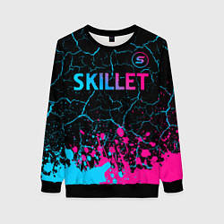 Свитшот женский Skillet - neon gradient: символ сверху, цвет: 3D-черный