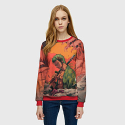 Свитшот женский Зоро на закате - One Piece, цвет: 3D-красный — фото 2