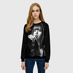 Свитшот женский Blackpink Lisa in leather jacket, цвет: 3D-черный — фото 2
