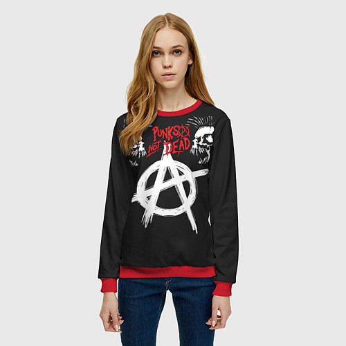 Женский свитшот Punks not dead - анархия / 3D-Красный – фото 3