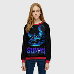 Свитшот женский Sum41 horns skull, цвет: 3D-красный — фото 2