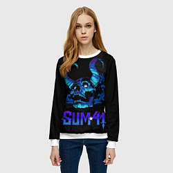 Свитшот женский Sum41 horns skull, цвет: 3D-белый — фото 2
