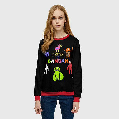 Женский свитшот Детский сад Банбана персонажи / 3D-Красный – фото 3