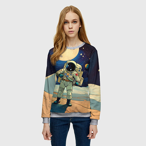 Женский свитшот Космонавт в ледяной пустыне / 3D-Меланж – фото 3