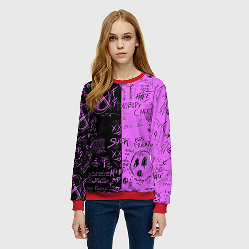 Женский свитшот Dead inside purple black / 3D-Красный – фото 3