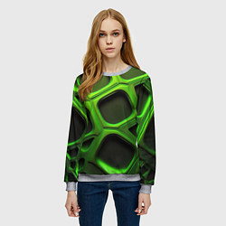 Свитшот женский Объемные зеленые соты, цвет: 3D-меланж — фото 2
