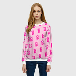 Свитшот женский Барби паттерн буква B, цвет: 3D-белый — фото 2