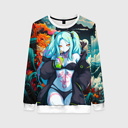 Свитшот женский Ребекка и дракон - Киберпанк аниме, цвет: 3D-белый