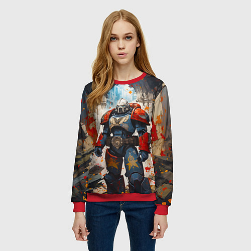 Женский свитшот Космодесант - Warhammer 40k / 3D-Красный – фото 3