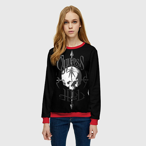 Женский свитшот Cypress hill - arrows skull / 3D-Красный – фото 3