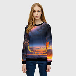 Свитшот женский Млечный путь и облака на закате, цвет: 3D-черный — фото 2