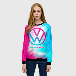 Свитшот женский Volkswagen neon gradient style, цвет: 3D-черный — фото 2