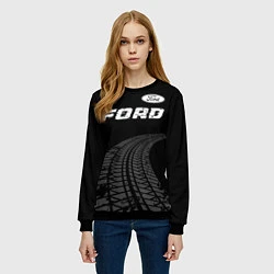 Свитшот женский Ford speed на темном фоне со следами шин: символ с, цвет: 3D-черный — фото 2