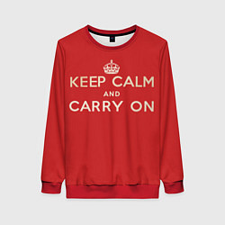 Свитшот женский Keep Calm and Carry On, цвет: 3D-красный