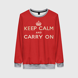 Свитшот женский Keep Calm and Carry On, цвет: 3D-меланж