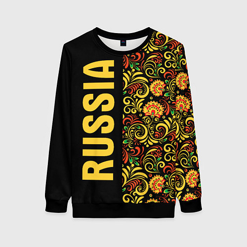 Женский свитшот Russia хохлома / 3D-Черный – фото 1